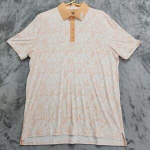 NEW Graham Luxe Shirt Mens L Peach White Forester Golf Polo Magic Stretch Preppy